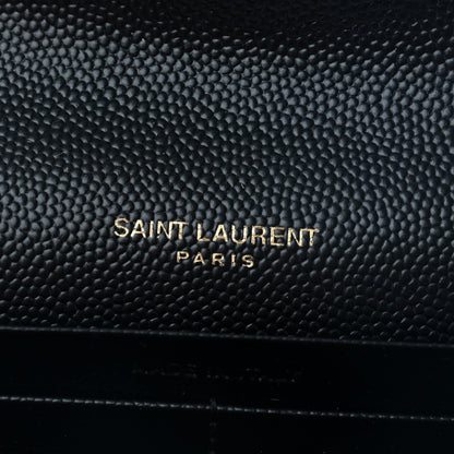 Saint Laurent Grain De Poudre Matelasse Chevron Monogram Flap Wallet Black 8 of 8