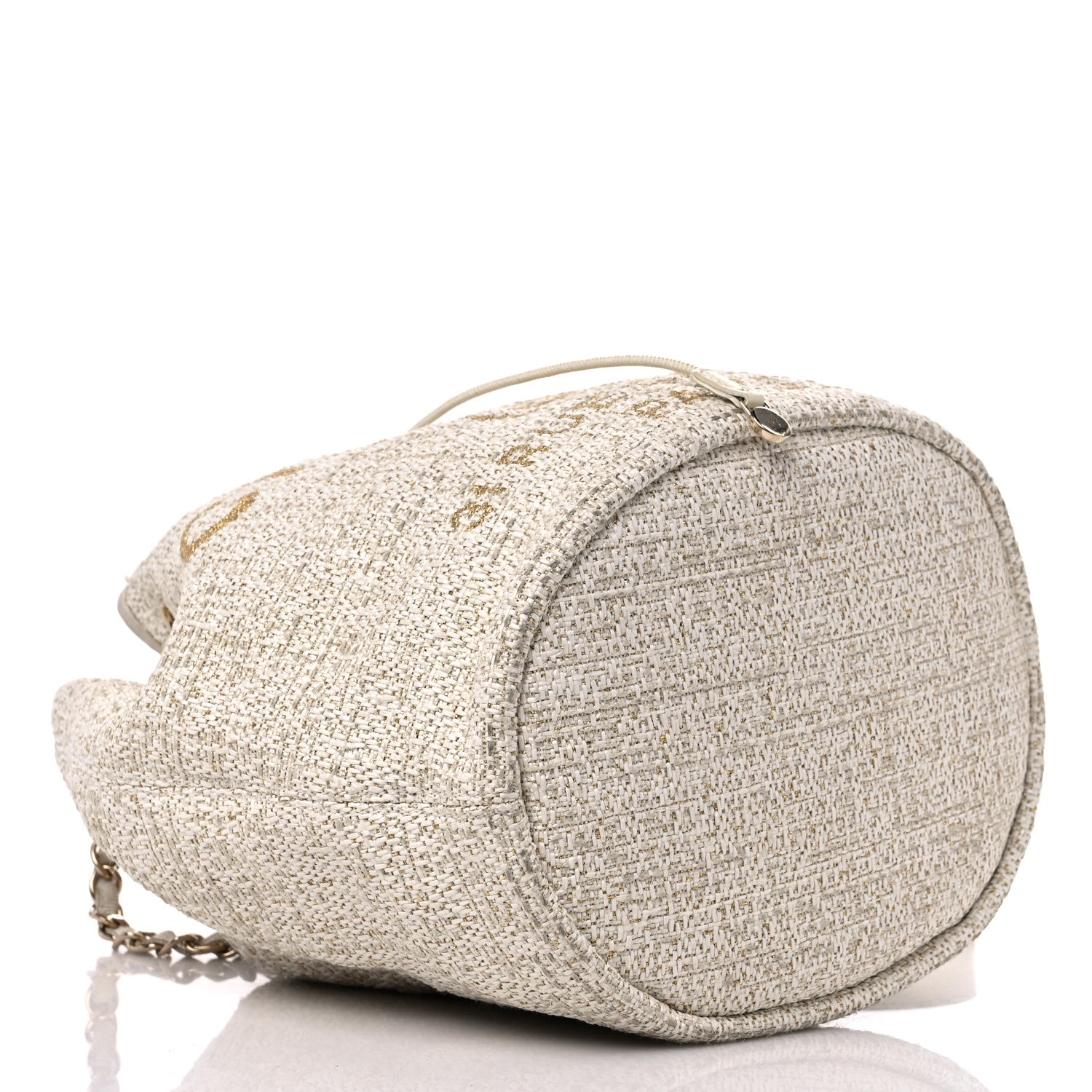 Chanel Lurex Boucle Deauville Drawstring Bucket Bag Ivory 4 of 14