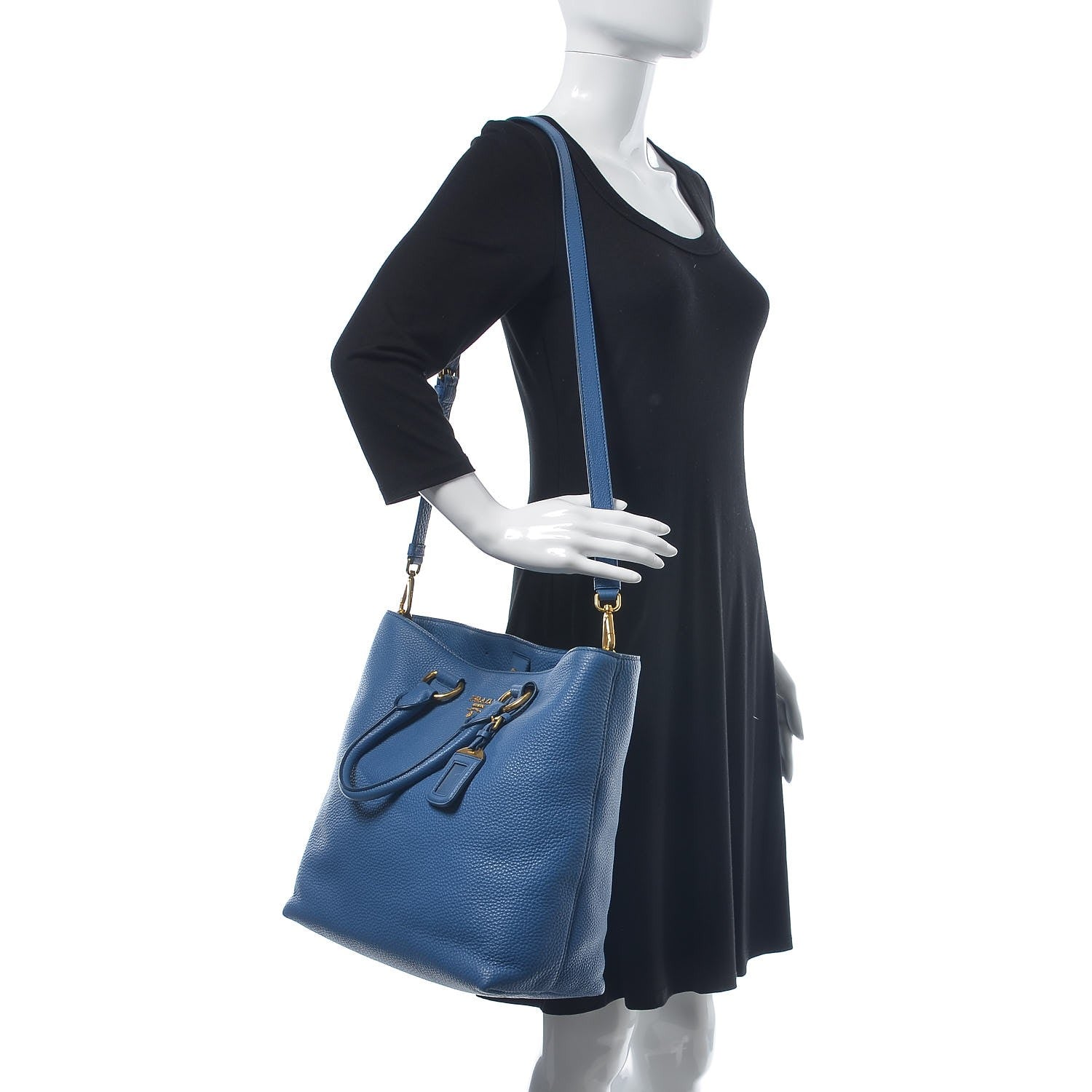 Prada Vitello Daino Tote Cobalto 2 of 8
