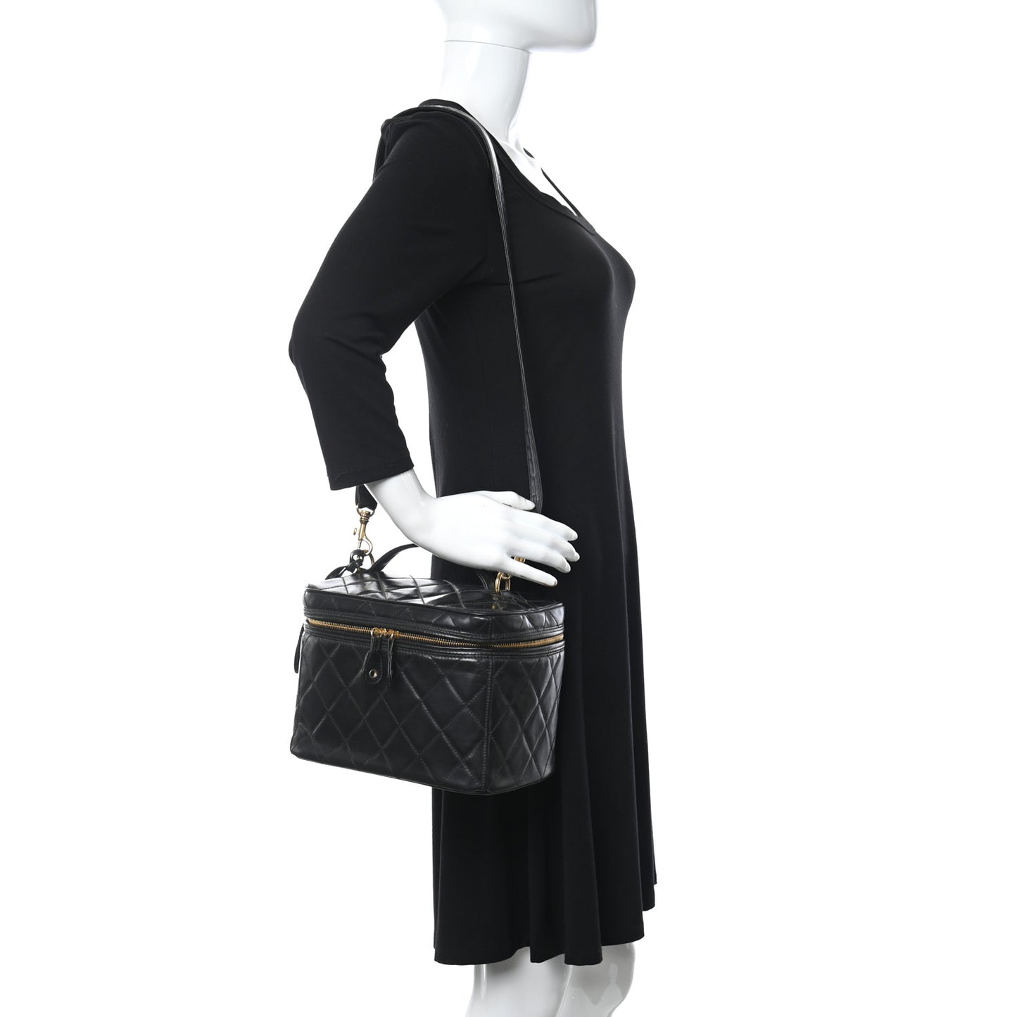 Lambskin Quilted Vanity Pouch Black