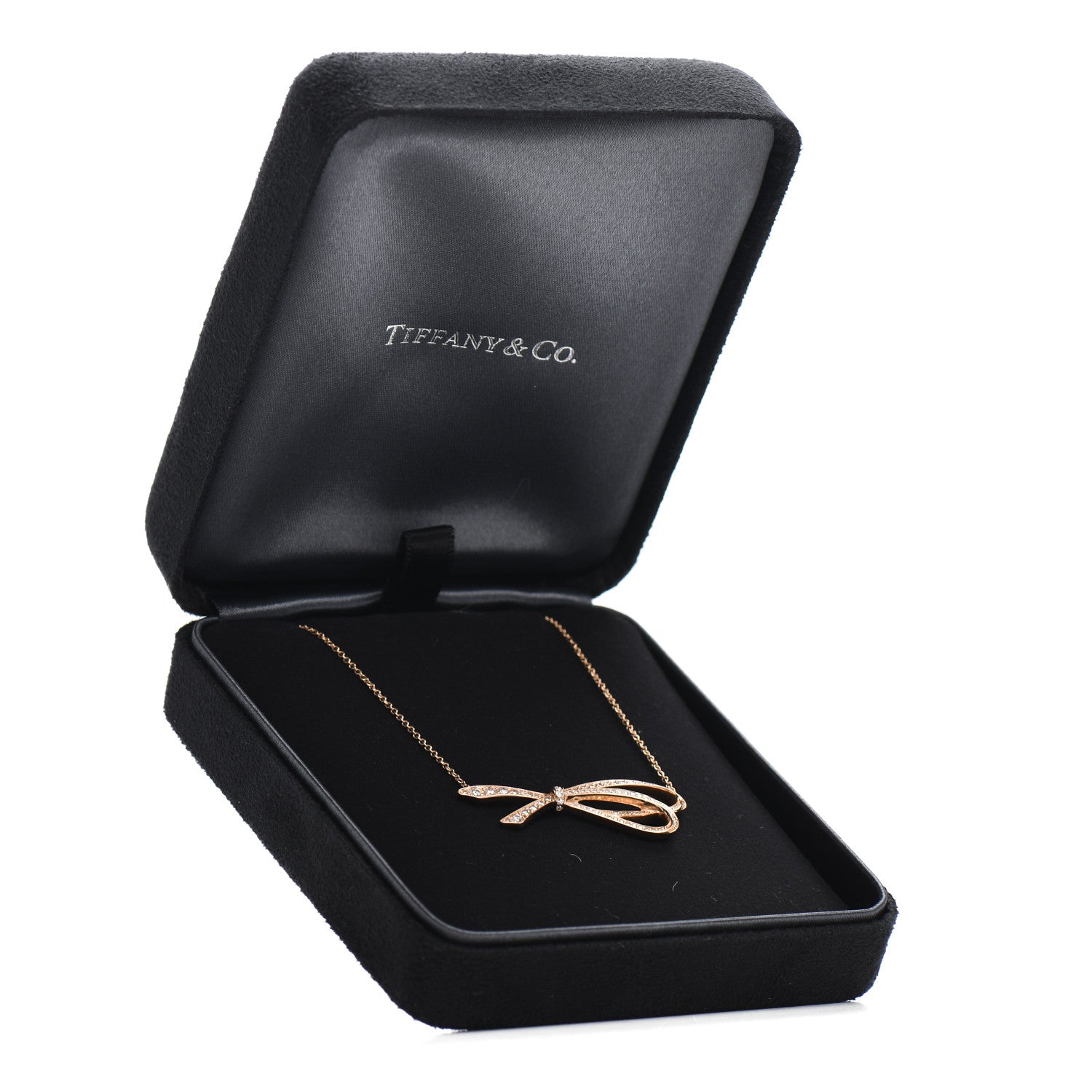 Tiffany 18K Yellow Gold Diamond Bow Pave Pendant Necklace 5 of 5