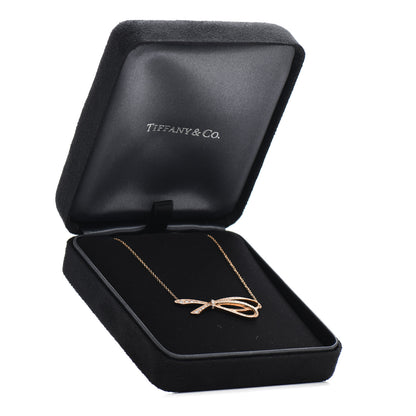 Tiffany 18K Yellow Gold Diamond Bow Pave Pendant Necklace 5 of 5