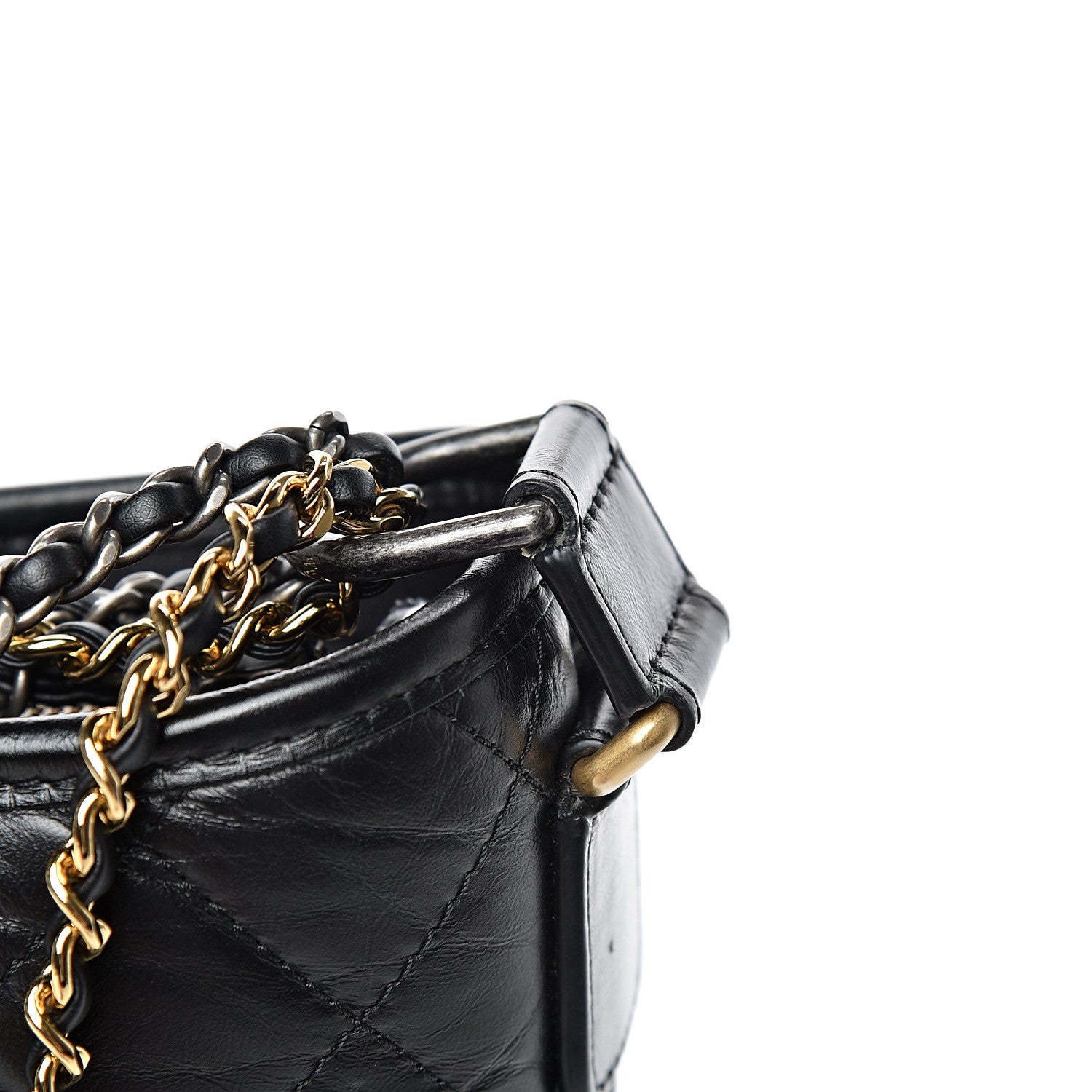 Chanel Aged Calfskin Quilted Medium Gabrielle Hobo Black 13 of 14