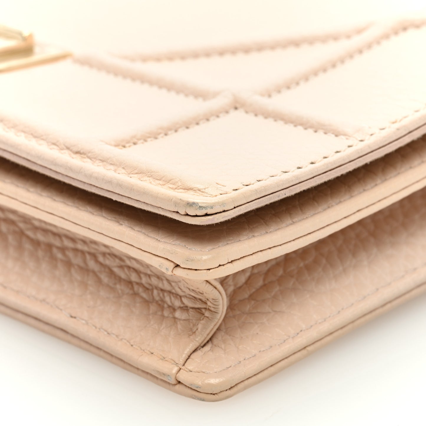 Grained Calfskin Diorama Wallet on Chain Pouch Rose Poudre