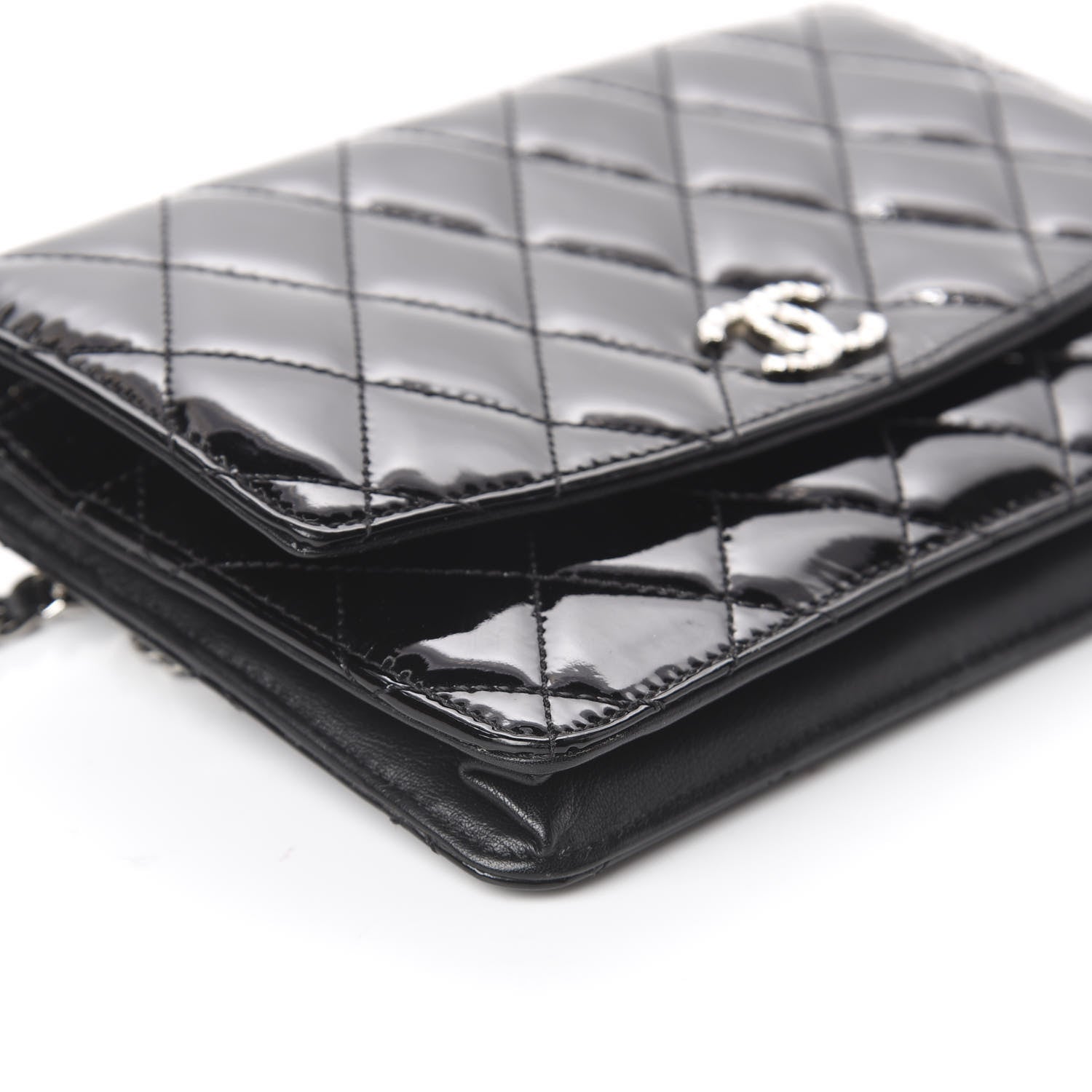Chanel Patent Quilted Brilliant Wallet On Chain WOC Black 8 of 9