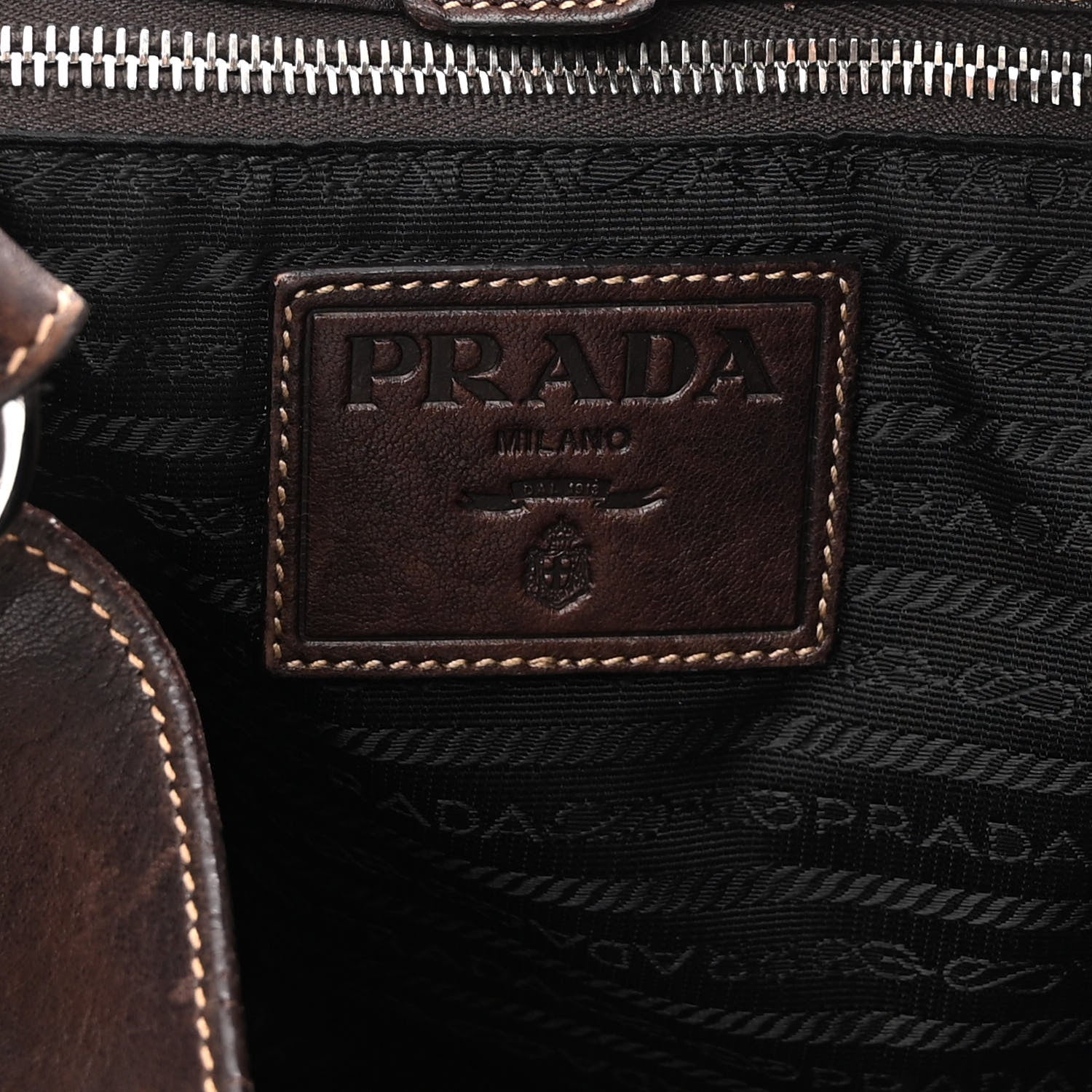 Prada Washed Denim Logo Hobo Black Caffe 6 of 11