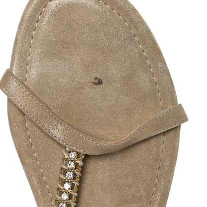Jimmy Choo Metallic Calfskin Thong Sandals 38.5 Champagne 8 of 8