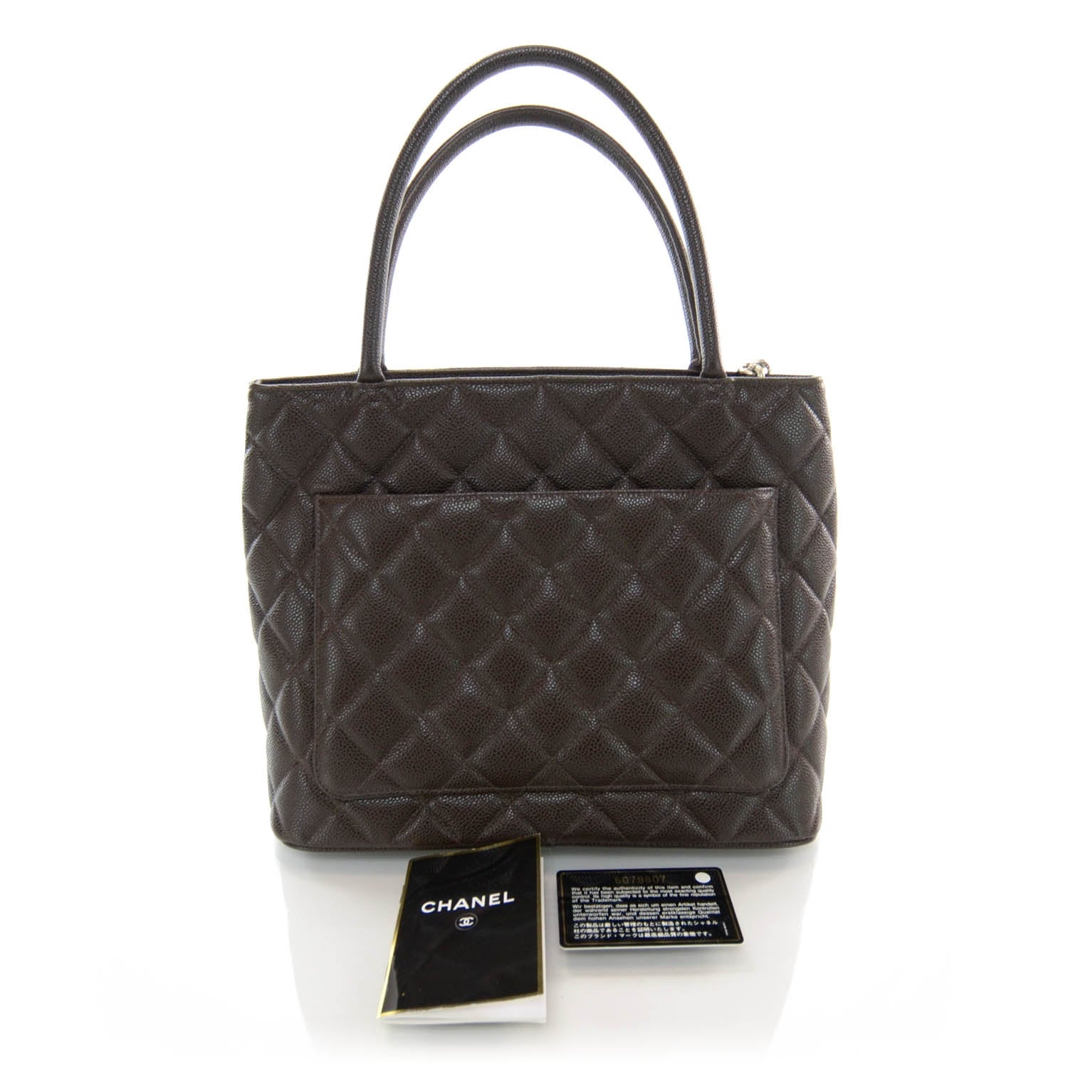 Chanel Caviar Medallion Tote Dark Brown 3 of 7