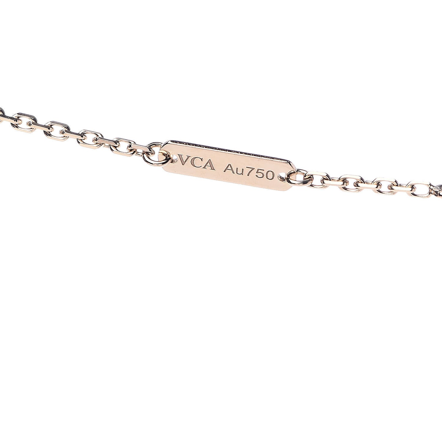 18K Yellow Gold Diamond Yellow Mother of Pearl Vintage Alhambra Pendant Necklace