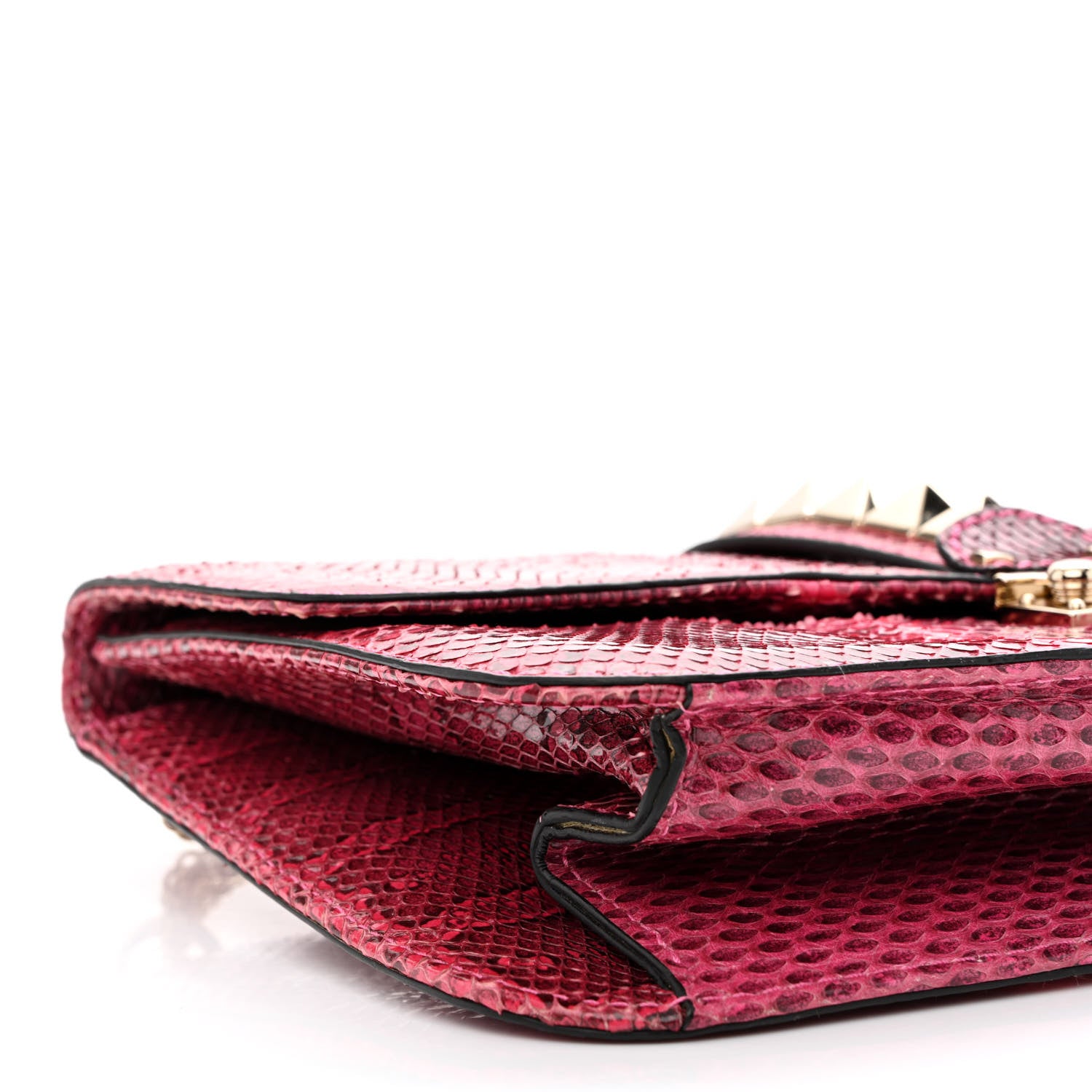 Valentino Garavani Snakeskin Large Glam Lock Rockstud Flap Pop Fuxia 9 of 10