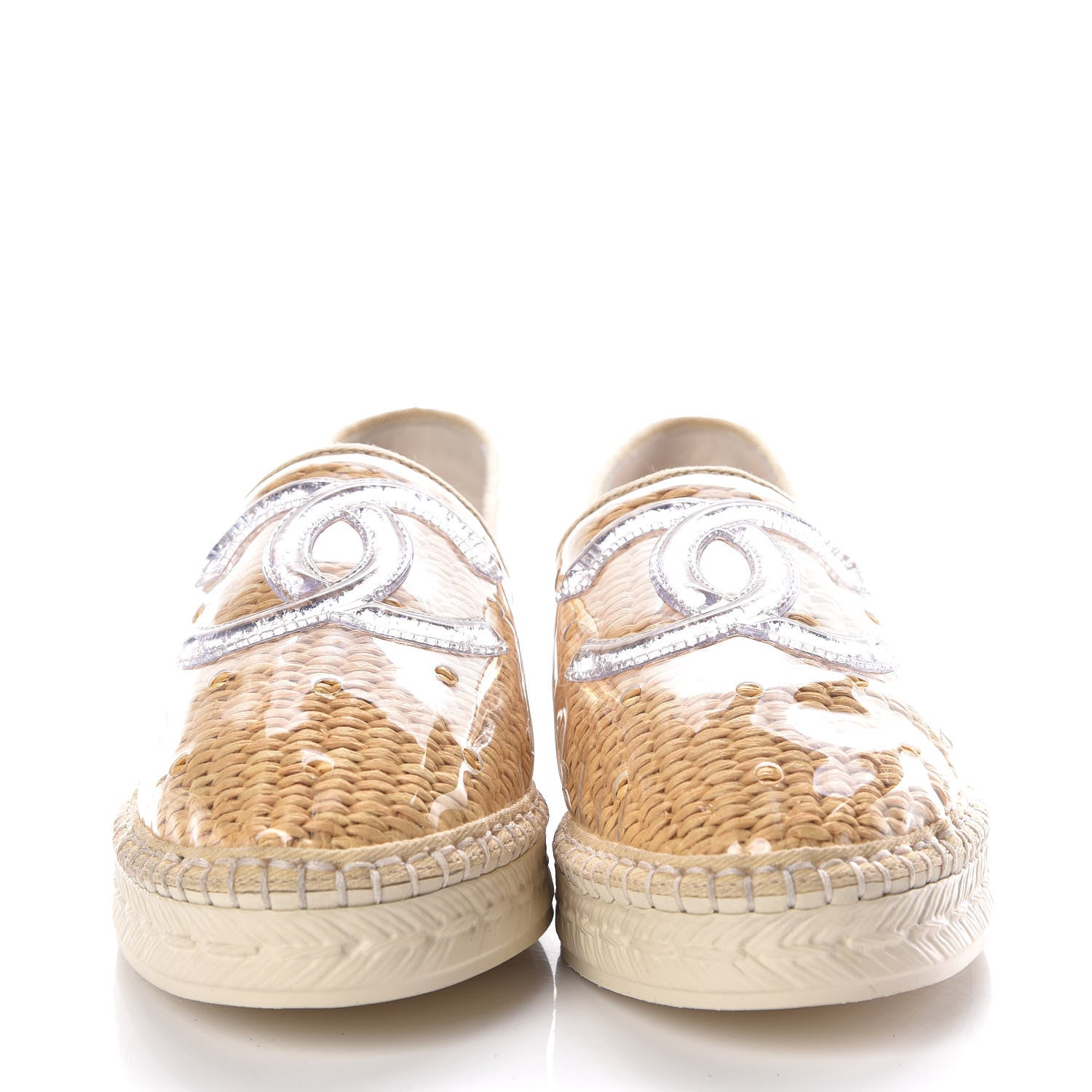 Chanel PVC Raffia CC Espadrilles 36 Beige 2 of 7