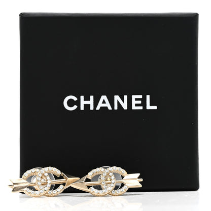 Chanel Metal Crystal CC Arrow Earrings Gold 6 of 6