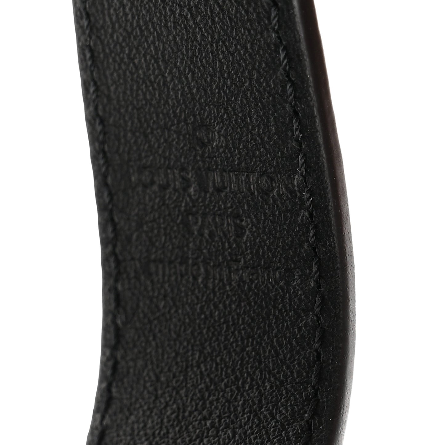 Calfskin LV Shape Dragonne Bag Charm Key Holder Black