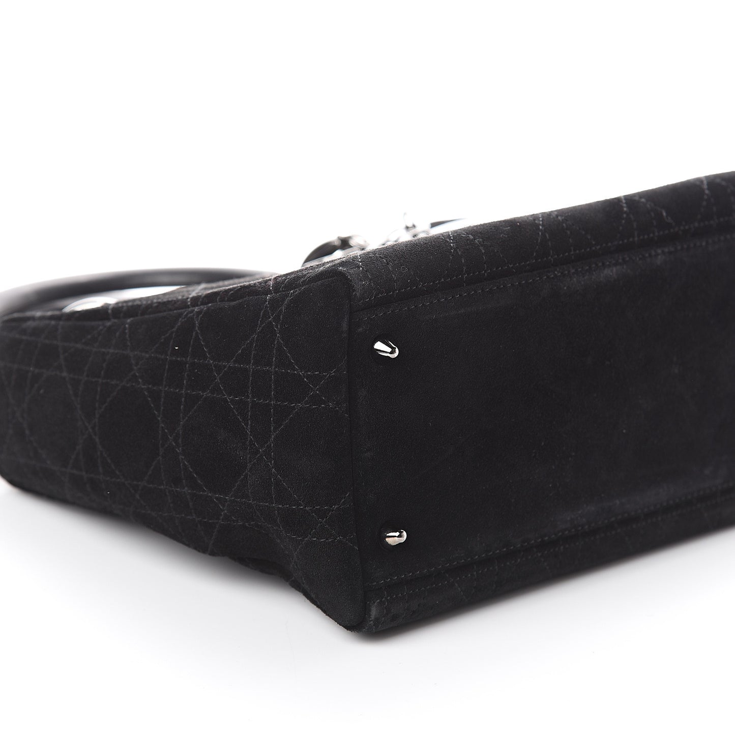 Suede Cannage Stitched Medium Lady Dior Black