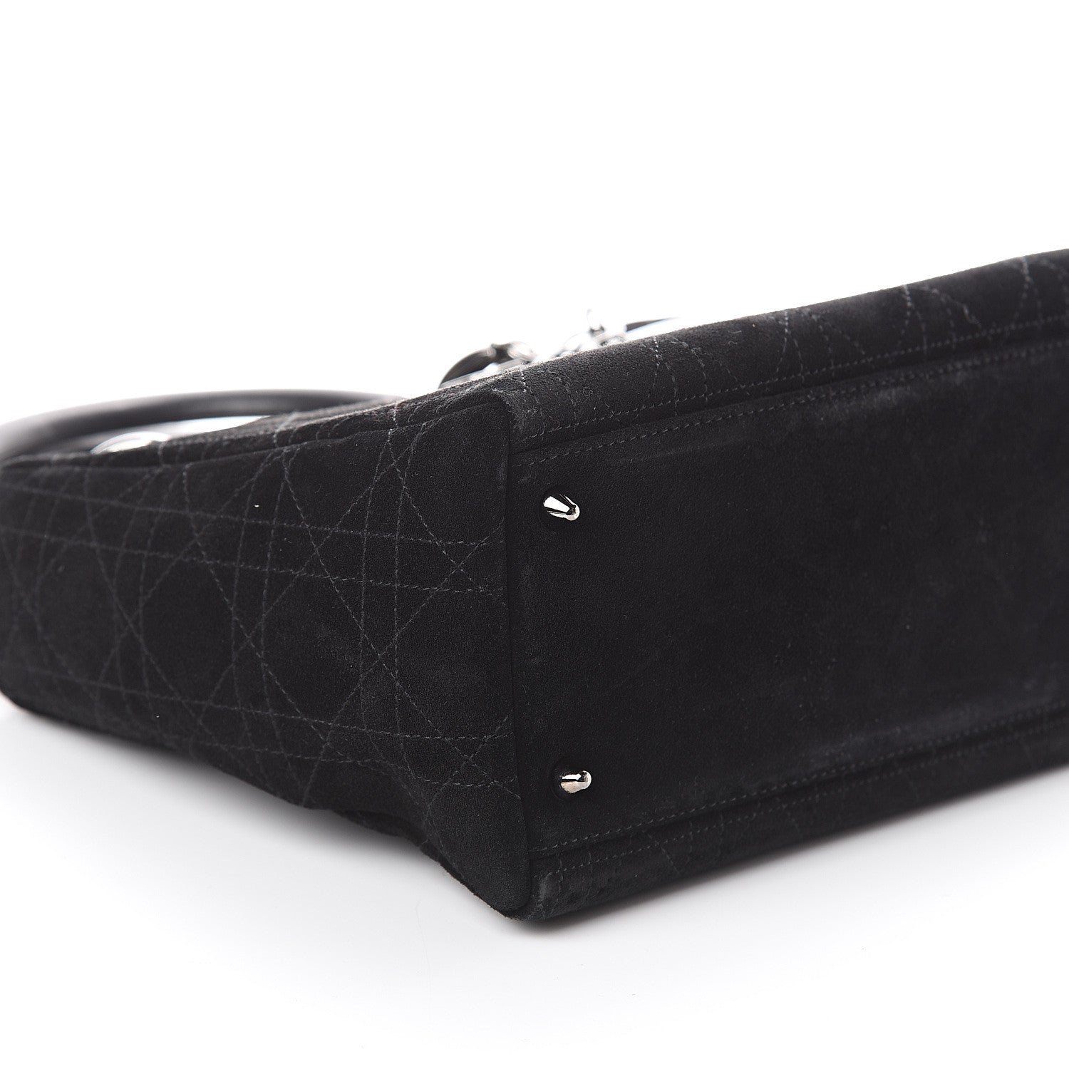 Christian Dior Suede Cannage Stitched Medium Lady Dior Black 6 of 7