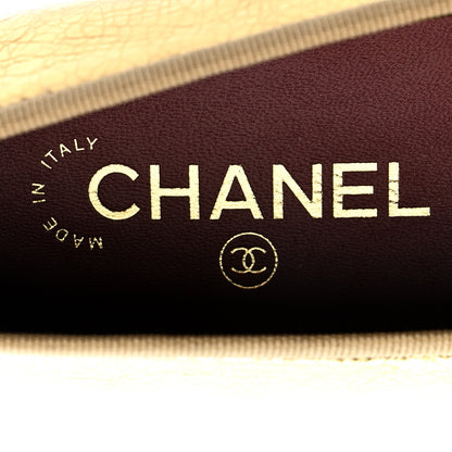 Chanel Crackled Laminated Calfskin CC Cap Toe Ballerina Flats 36.5 Gold Silver 8 of 10