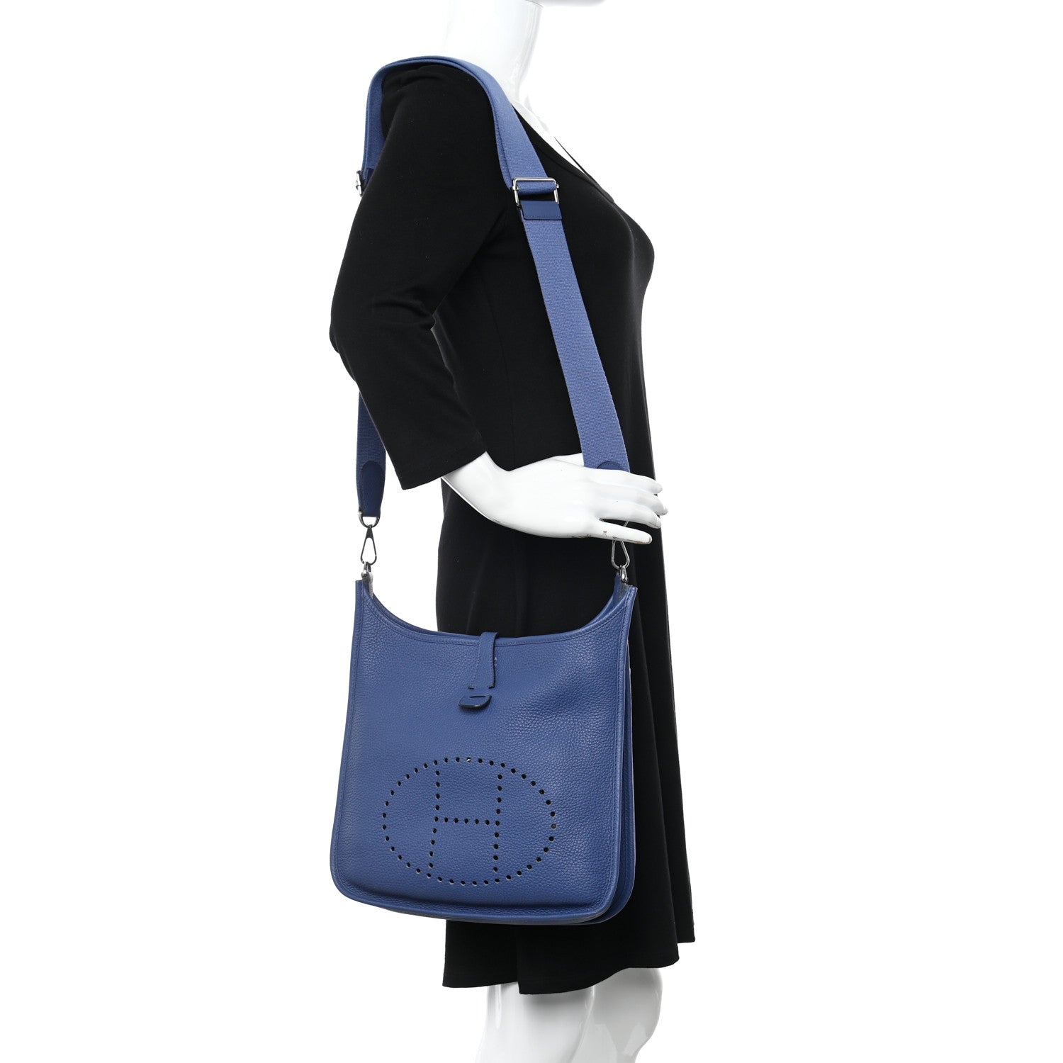 Hermes Taurillon Clemence Evelyne III PM Bleu Brighton 2 of 12