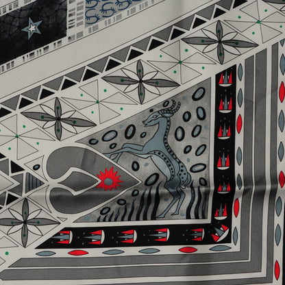 Hermes Silk Ors Blues d'Afrique Scarf 90 Noir Gris Rouge 7 of 8