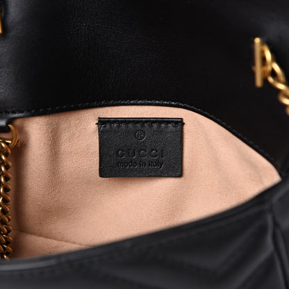 Gucci Calfskin Matelasse Super Mini GG Marmont Shoulder Bag Black 5 of 11