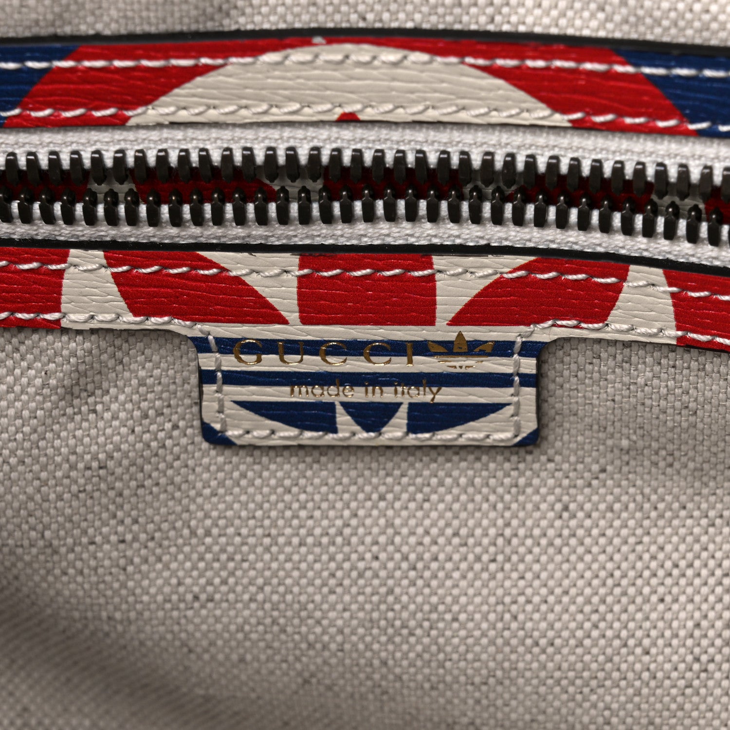 Gucci X ADIDAS Shangai Calfskin Web Trefoil Interlocking G Mini Duffle Bag Red White Blue 6 of 11