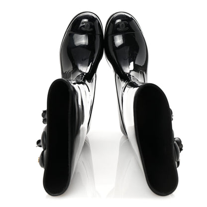Chanel Rubber Camellia Rain Boots 39 Black 2 of 7