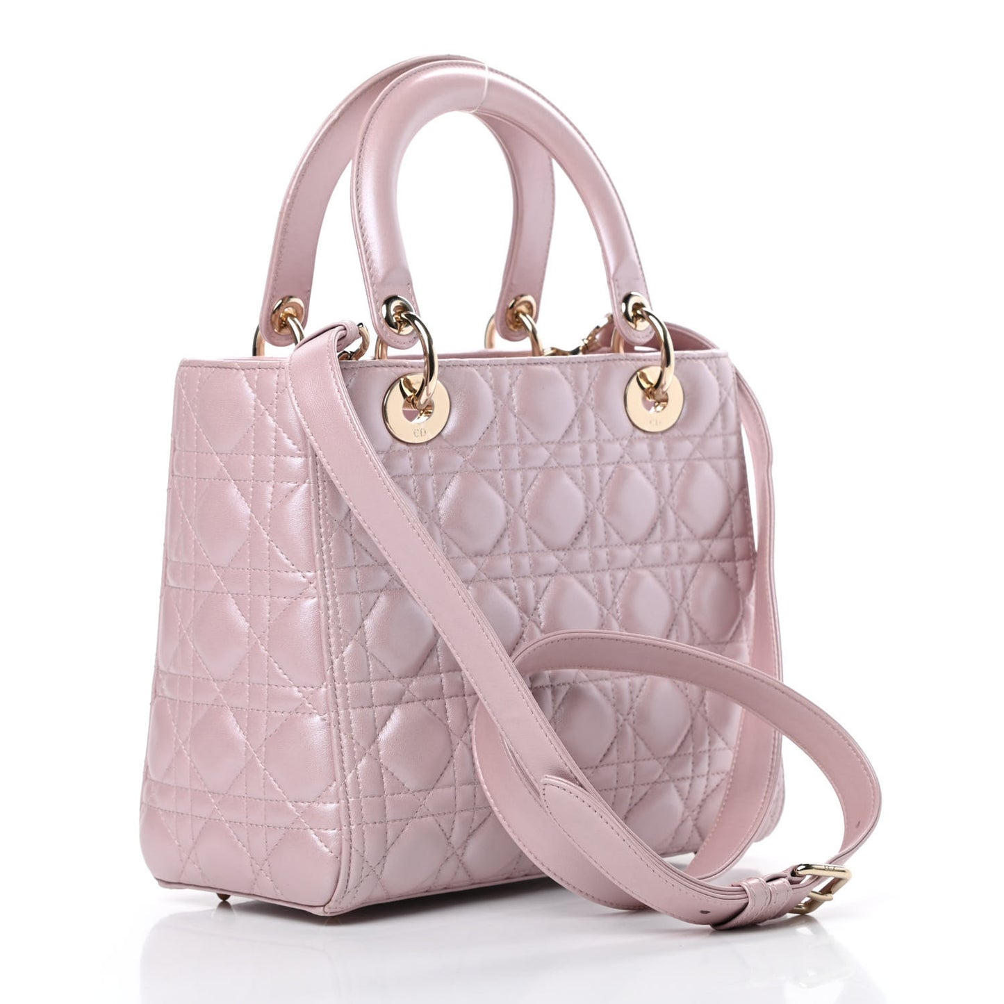 Pearly Lambskin Cannage Medium Lady Dior Lotus