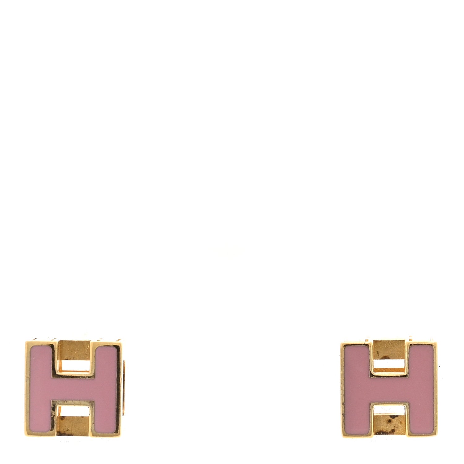 Hermes Gold Cage d'H Earrings Rose Dragee 1 of 4
