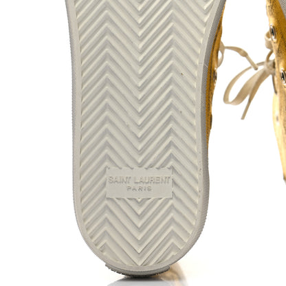 Saint Laurent Distressed Calfskin Bedford Logo-Appliqued Hightop Sneakers 38 Gold Cream White 6 of 10