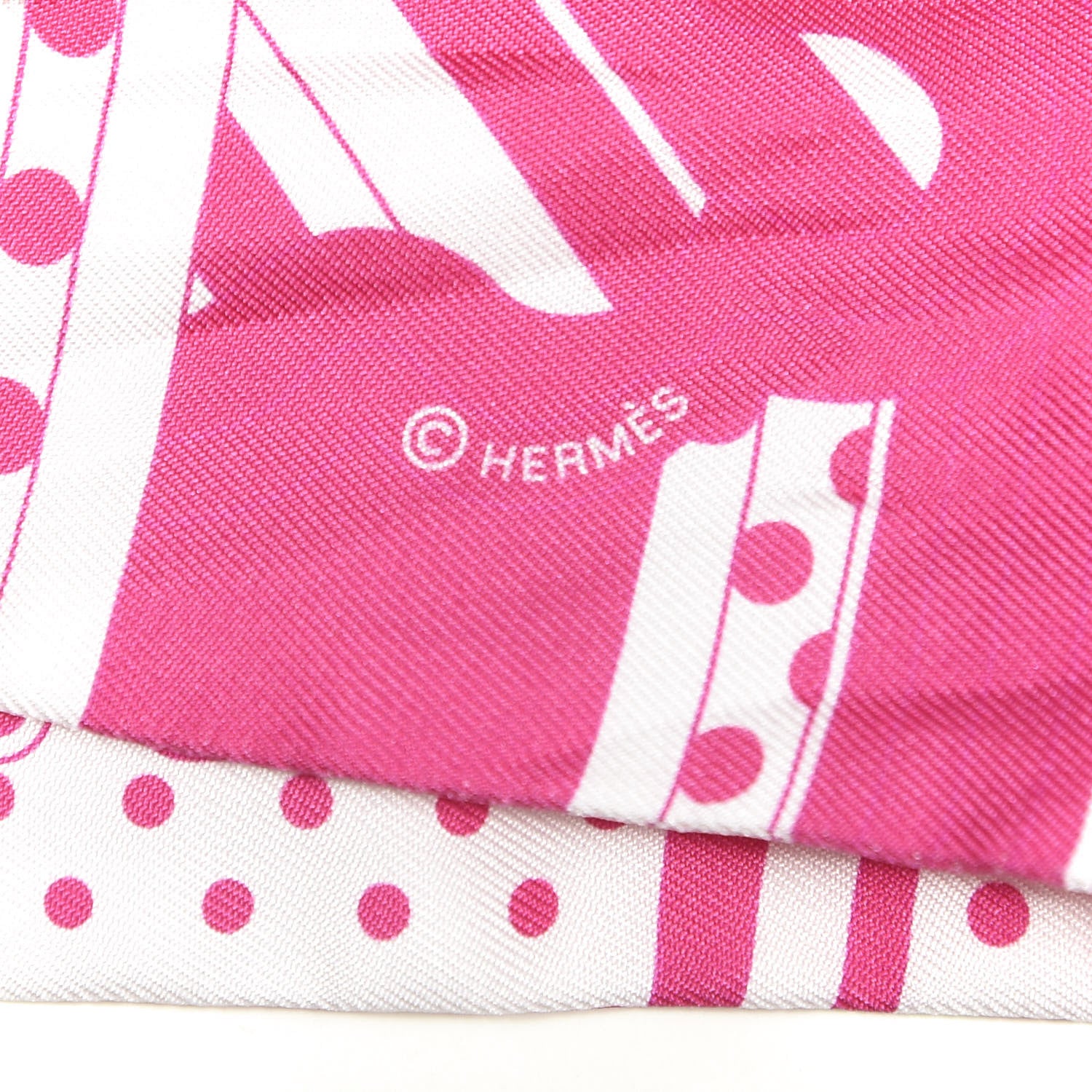Hermes Silk Faubourg Rainbow Twilly Rose Vif White 4 of 4