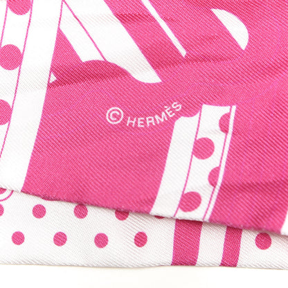 Hermes Silk Faubourg Rainbow Twilly Rose Vif White 4 of 4