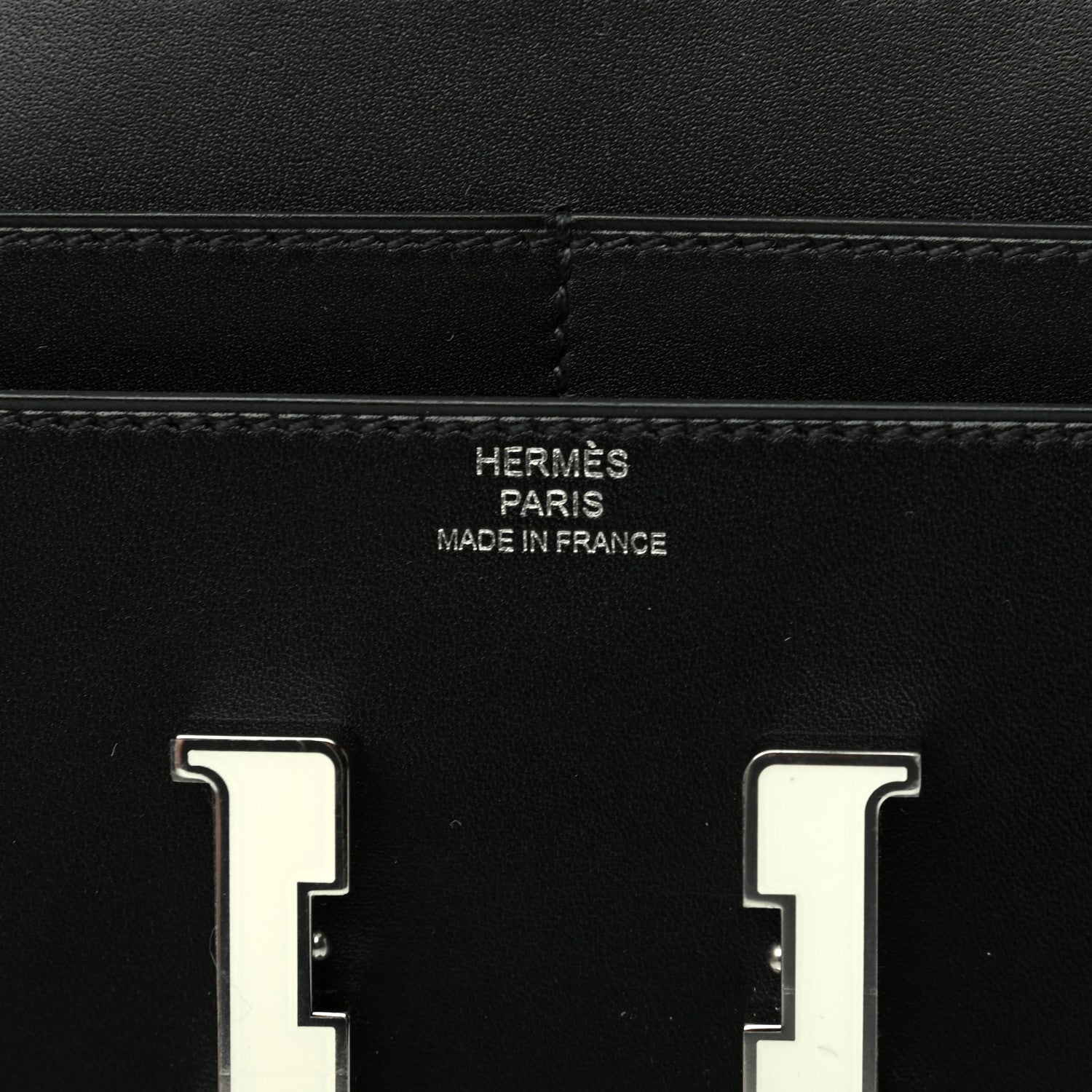Hermes Allegro Constance Compact Passant Glow Wallet Black White 6 of 8