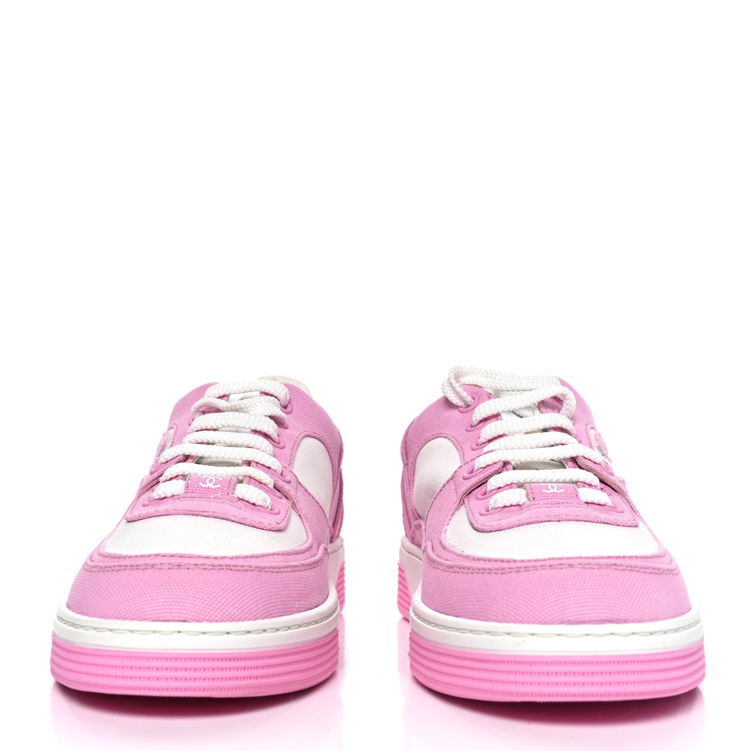 Chanel Cotton Sneakers 37 Pink White 4 of 17