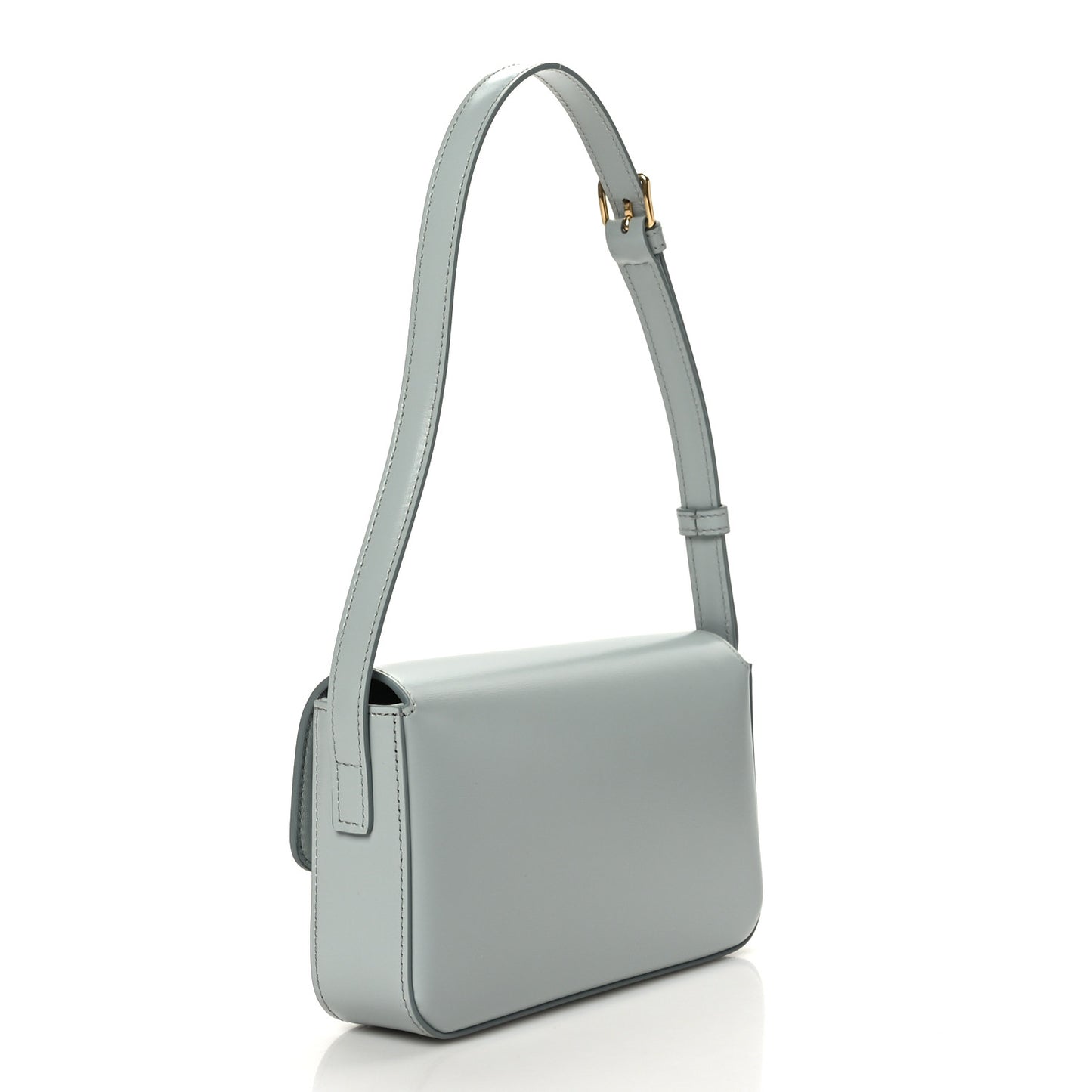 Shiny Calfskin Triomphe Shoulder Bag Soft Blue