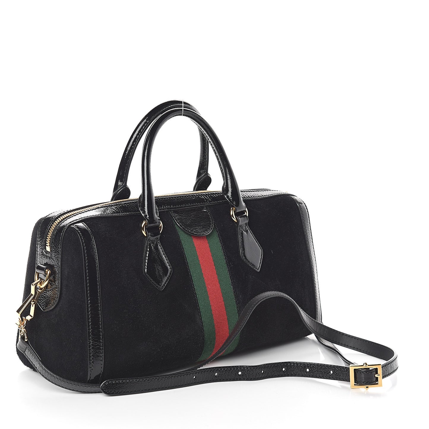 Suede Patent GG Web Medium Ophidia Boston Black