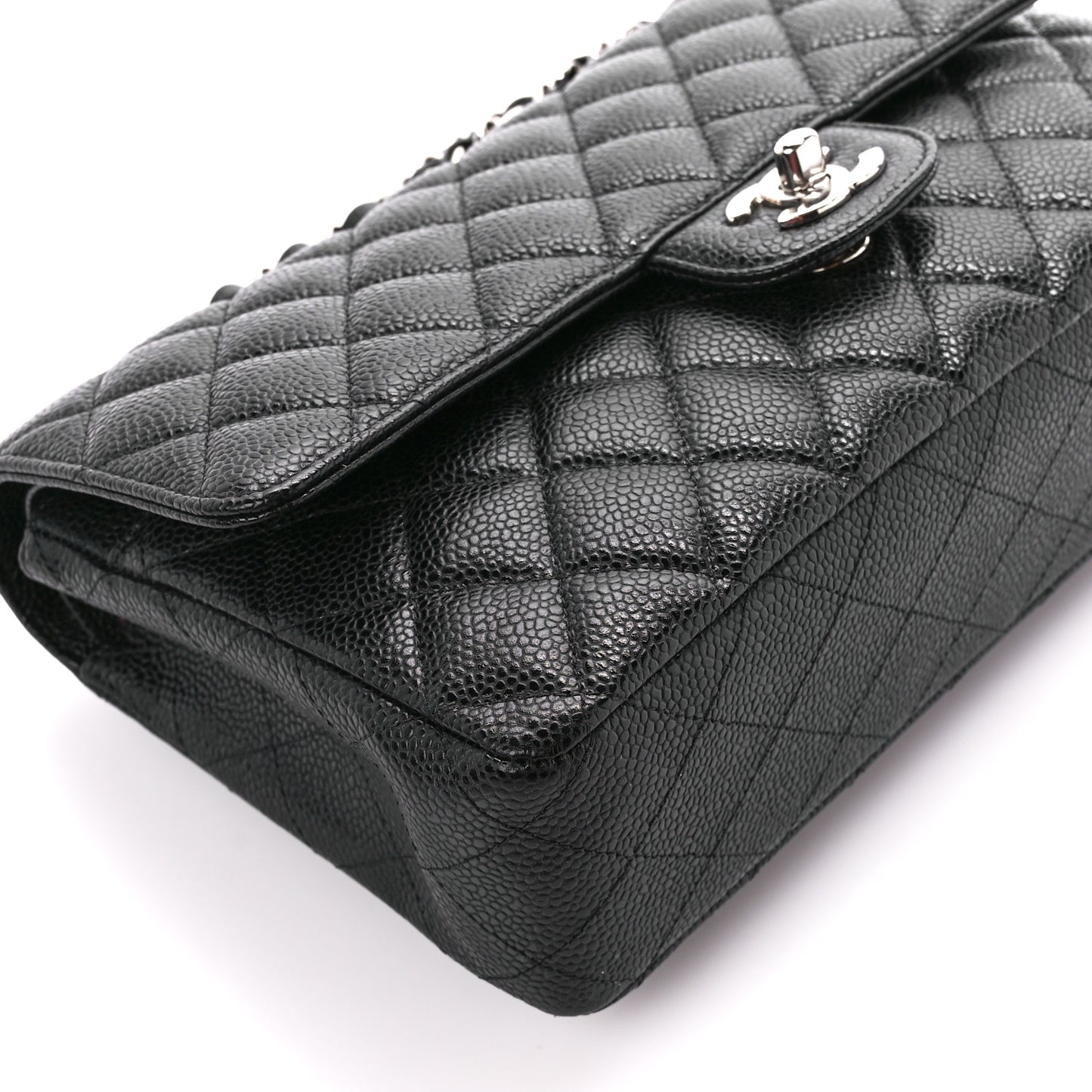 Caviar Quilted Medium Double Flap Black
