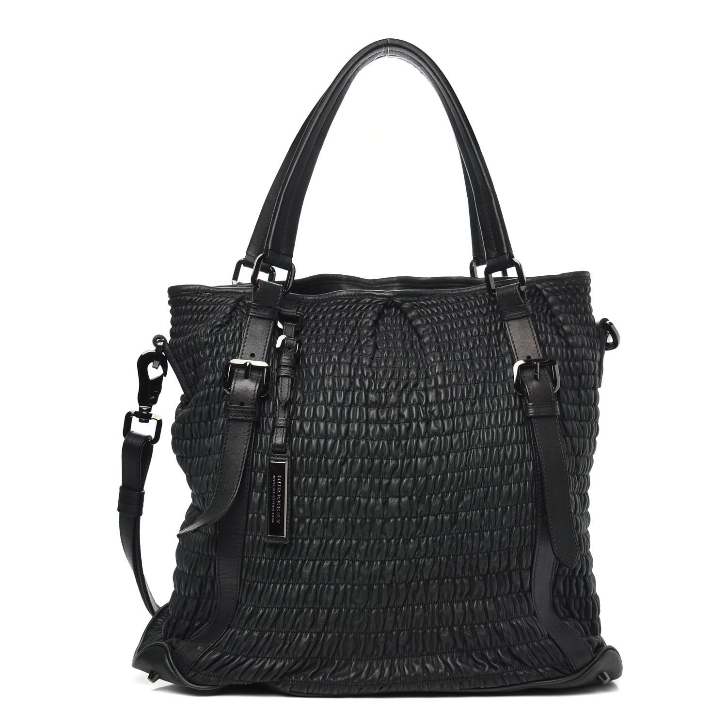 Burberry Calfskin Ruched Tote Green 1 of 13