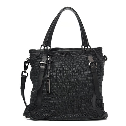 Burberry Calfskin Ruched Tote Green 1 of 13