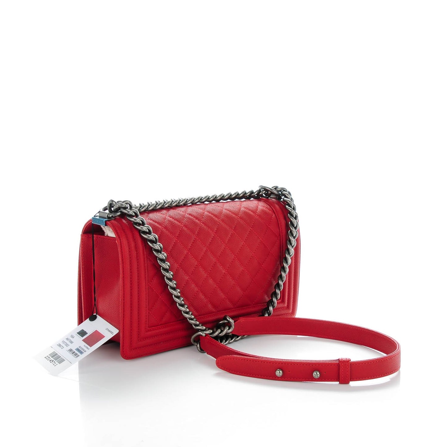Caviar Quilted Medium Boy Flap Red