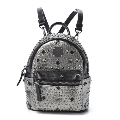 MCM Metallic Visetos Studded Stark X-Mini Bebe Boo Backpack Silver 1 of 9