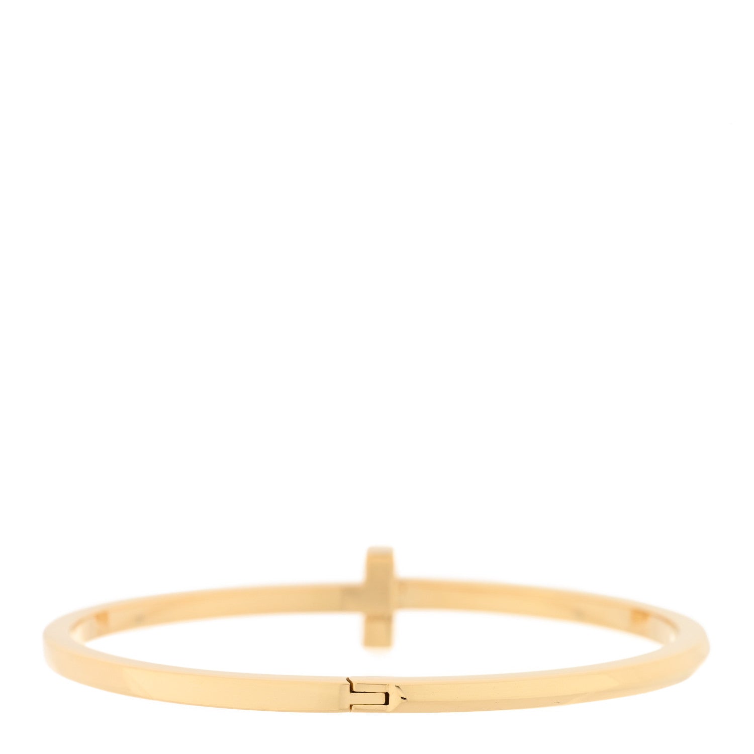 Tiffany 18K Yellow Gold Narrow T T1 Hinged Bangle Bracelet 2 of 4