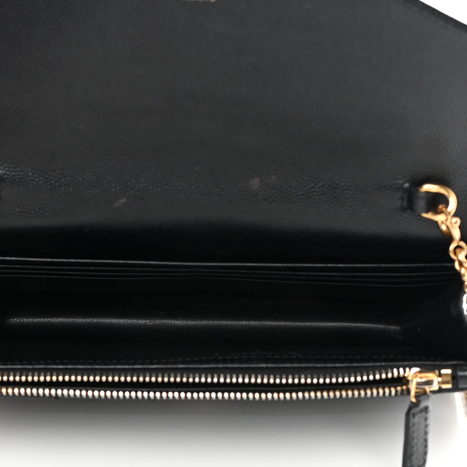 Saint Laurent Grain De Poudre Matelasse Chevron Monogram Envelope Chain Wallet Black 5 of 12