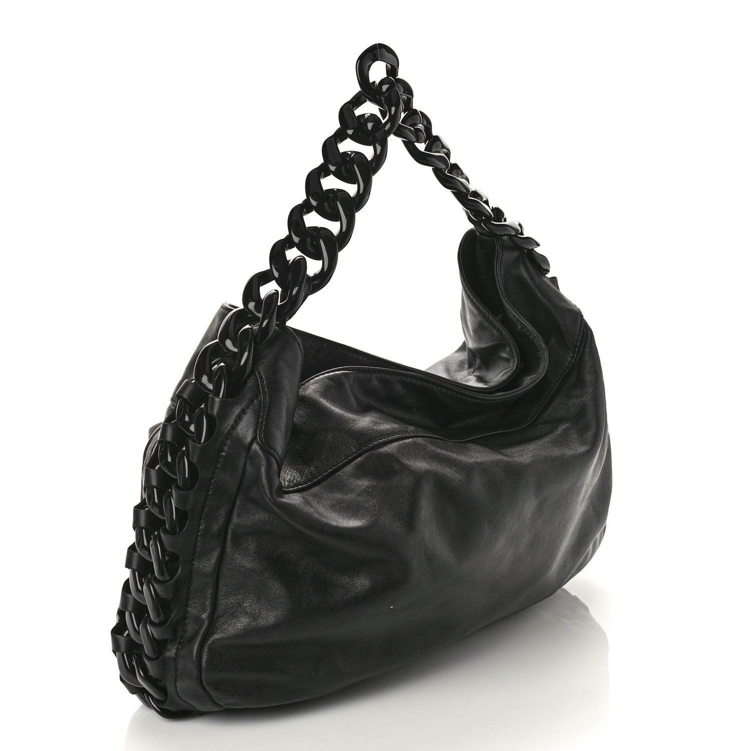 Chanel Calfskin Modern Chain Rhodoid Hobo Black 3 of 9