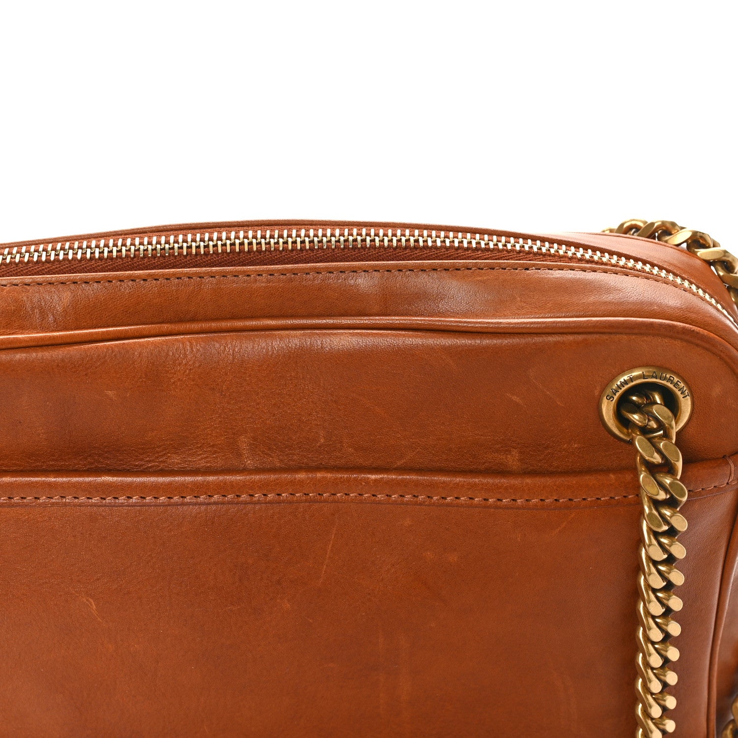 Saint Laurent Calfskin Monogram Medium Niki Chain Satchel Cognac 5 of 11