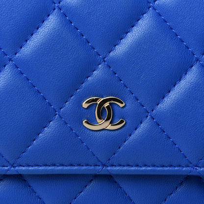 Chanel Lambskin Quilted Wallet On Chain WOC Blue 5 of 5