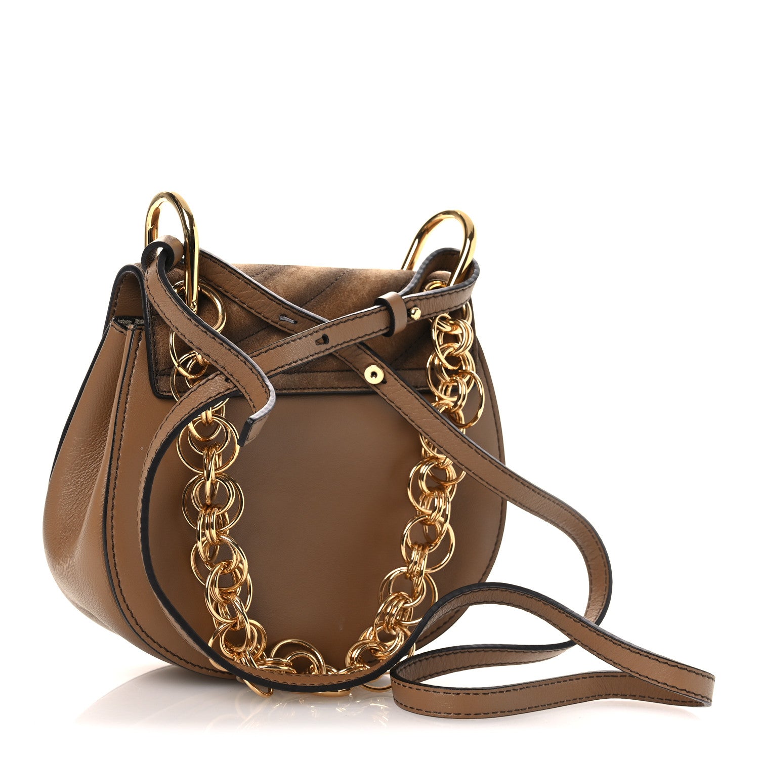 Chloe Suede Calfskin Quilted Drew Bijou Shoulder Bag Nut 3 of 13