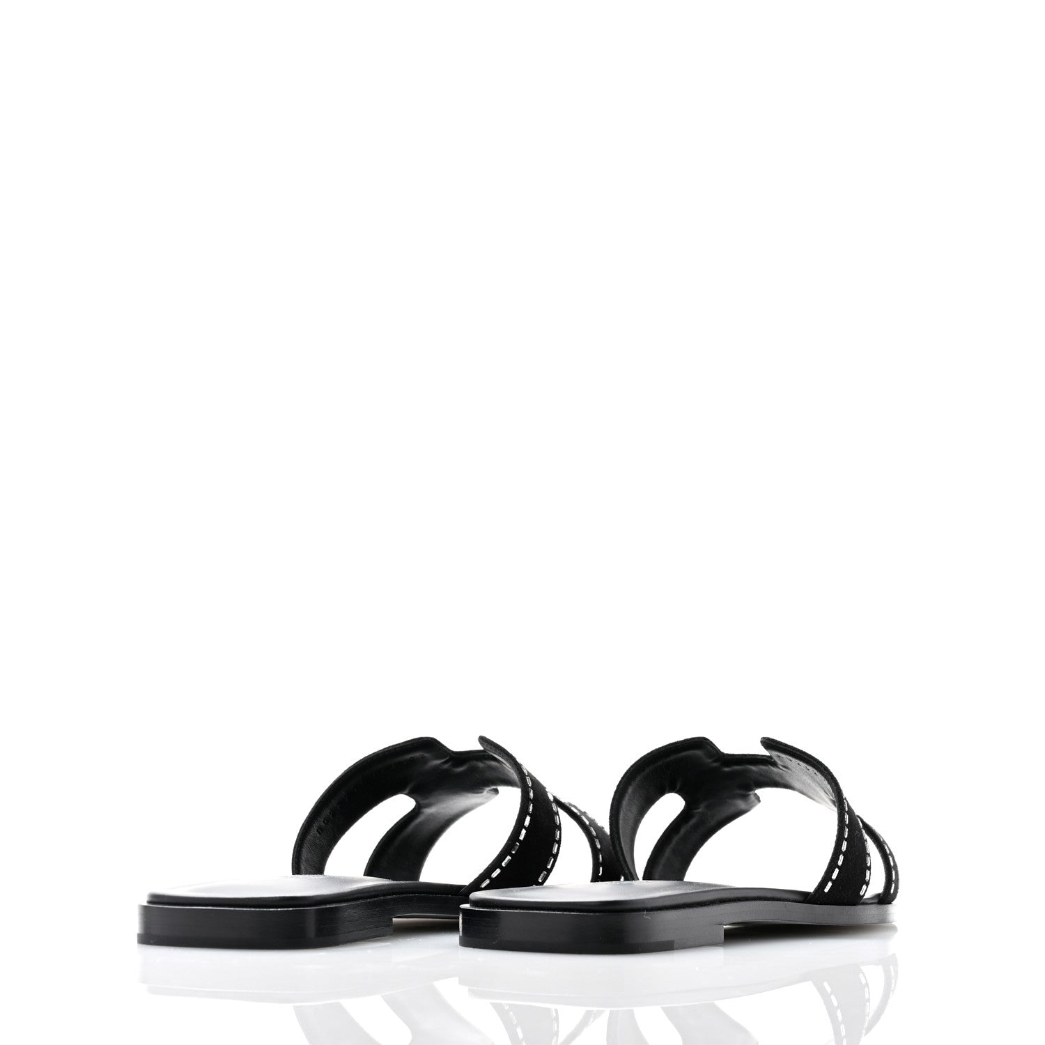 Hermes Suede Goatskin Crystal Embellished Oran Sandals 39 Black 4 of 9