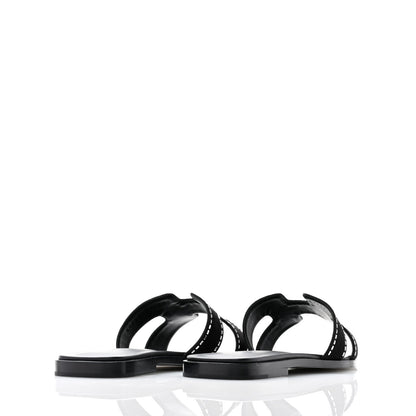 Hermes Suede Goatskin Crystal Embellished Oran Sandals 39 Black 4 of 9