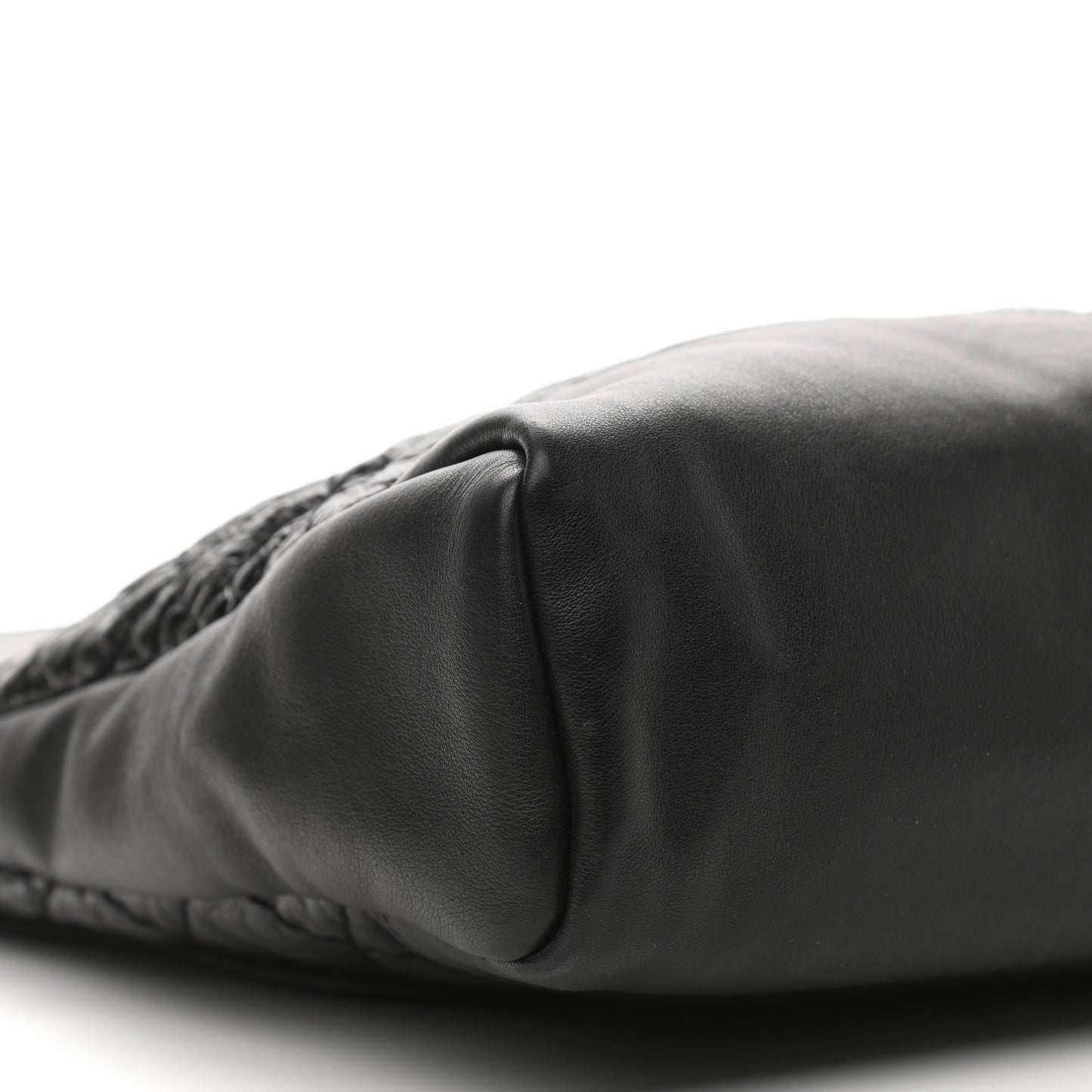 Crumpled Calfskin Quilted 31 Large Shopping Bag Black