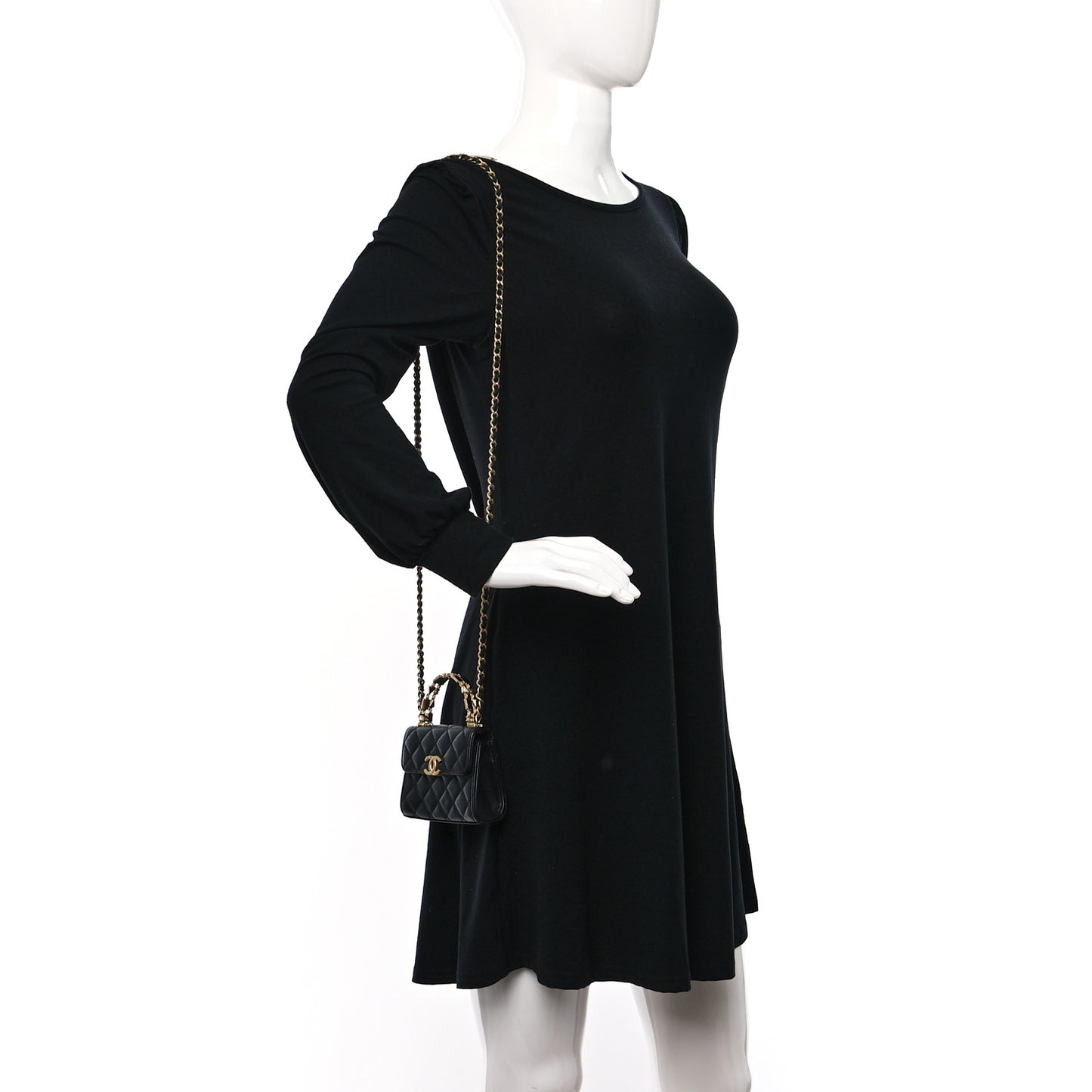 Lambskin Enamel Quilted Mini Top Handle Flap Black