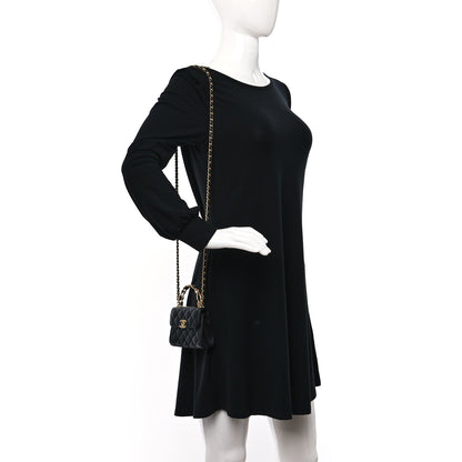 Chanel Lambskin Enamel Quilted Mini Top Handle Flap Black 2 of 9